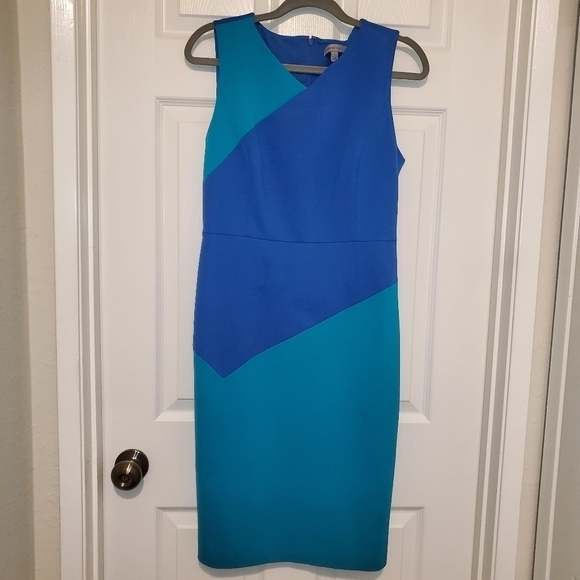 Classiques Entier Dress 6 Womens  Blue Green Colorblock Sheath Sleeveles… - Picture 1 of 11